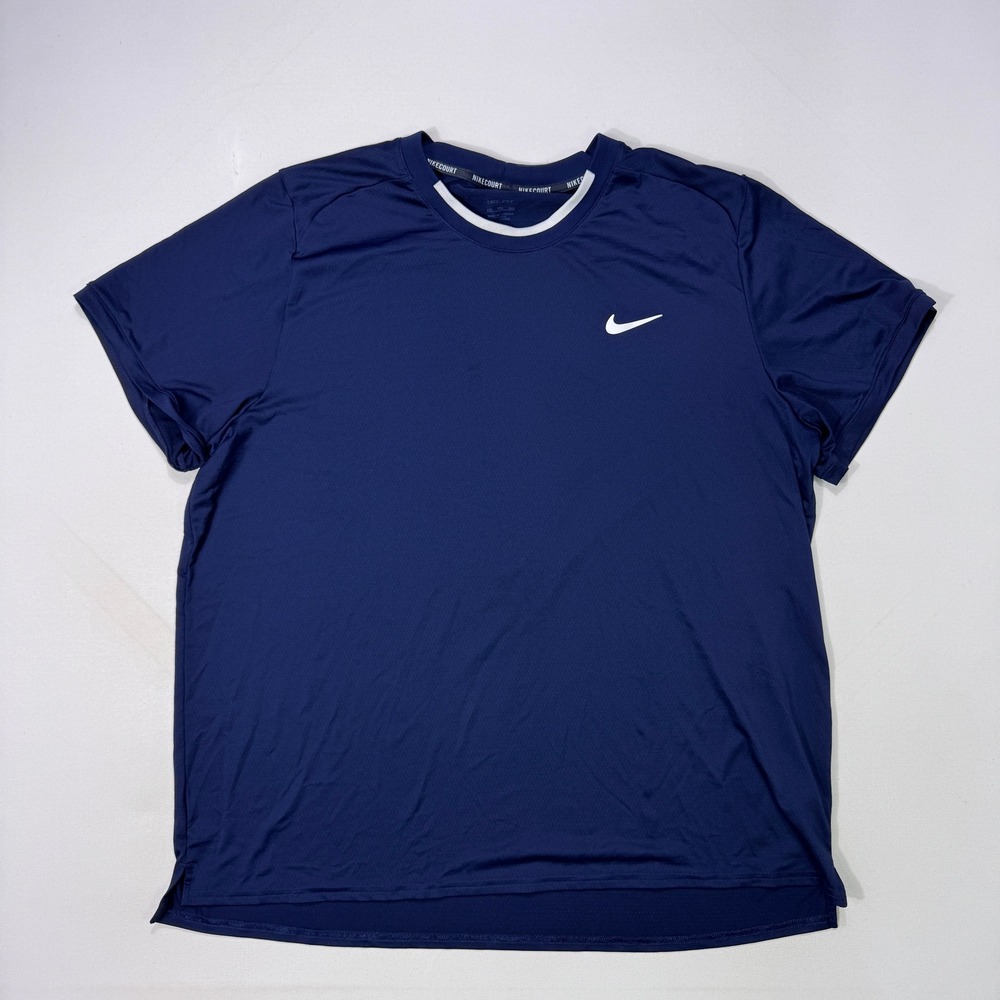 NikeCourt Dri-FIT Mens 2XL Navy Blue Tennis T-Shirt FD5320-451 Activewear Tee
